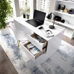 Garnero Arredamenti Scrivania 139x60cm ufficio salvaspazio moderna bianco Virgil Online