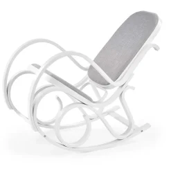 Garnero Arredamenti Sedia a dondolo in tessuto grigio legno bianco Hacchan Bianco - Grigio