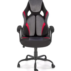 Garnero Arredamenti Sedia da gaming ergonomica con supporto lombare in tessuto grigio nero rosso Buzz Outlet