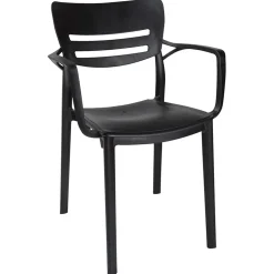 Garnero Arredamenti Sedia da giardino esterno bar dehors moderna in polipropilene con braccioli nera Gemma Online