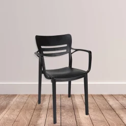 Garnero Arredamenti Sedia da giardino esterno bar dehors moderna in polipropilene con braccioli nera Gemma Online