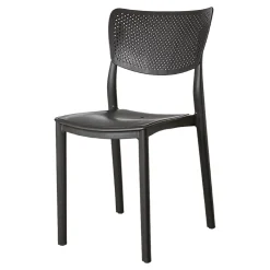 Garnero Arredamenti Sedia da pranzo impilabile schienale forato polipropilene grigio Aura Antracite Discount