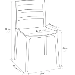 Garnero Arredamenti Sedia da pranzo impilabile moderna in polipropilene Nature Grigio Best
