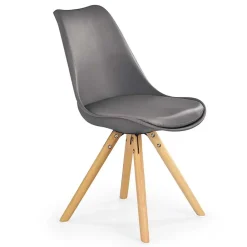 Garnero Arredamenti Sedia da pranzo in ecopelle design moderno gambe in legno rovere Nives Grigio Online