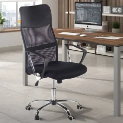 Garnero Arredamenti Sedia da ufficio con braccioli e rotelle girevoli tessuto nero Essen Sale