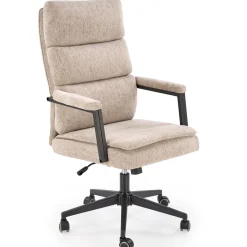 Garnero Arredamenti Sedia da ufficio con ruote e braccioli in tessuto Yara Beige New