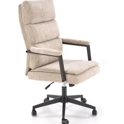 Garnero Arredamenti Sedia da ufficio con ruote e braccioli in tessuto Yara Beige New