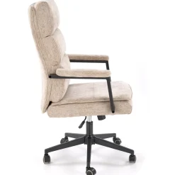 Garnero Arredamenti Sedia da ufficio con ruote e braccioli in tessuto Yara Beige New