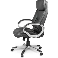 Garnero Arredamenti Sedia da ufficio ecopelle design moderno con ruote nero Workwell New