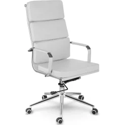 Garnero Arredamenti Sedia da ufficio ecopelle design moderno con ruote bianca Officepro Clearance