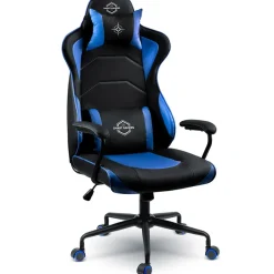 Garnero Arredamenti Sedia gaming regolabile con ruote in ecopelle nera blu Game Nero - Blu Best