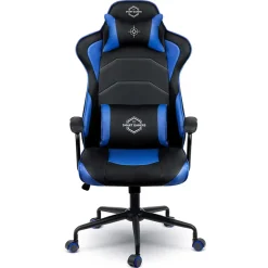 Garnero Arredamenti Sedia gaming regolabile con ruote in ecopelle nera blu Game Nero - Blu Best