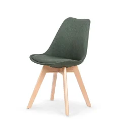 Garnero Arredamenti Sedia imbottita in tessuto con gambe in legno verde rovere Colette Rovere - Verde New