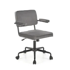 Garnero Arredamenti Sedia moderna girevole con braccioli in tessuto grigio Fuego New