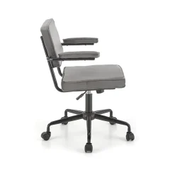 Garnero Arredamenti Sedia moderna girevole con braccioli in tessuto grigio Fuego New