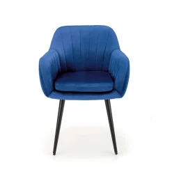Garnero Arredamenti Sedia sala da pranzo con braccioli in tessuto velluto blu Slash Blu - Blu