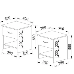 Garnero Arredamenti Set 2 comodini moderni 40x59h cm 1 cassetto  beige Emporio Best
