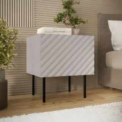 Garnero Arredamenti Set 2 comodini 47x52h cm 1 anta con frontali decorati Daniele Beige New