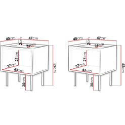Garnero Arredamenti Set 2 comodini 47x52h cm 1 anta con frontali decorati Daniele Beige New