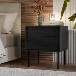 Garnero Arredamenti Set 2 comodini 45x51h cm 1 anta nero Wild Nero Opaco Clearance