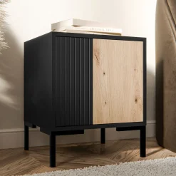 Garnero Arredamenti Set 2 comodini 44x49h cm 1 anta rovere nero Duble Outlet