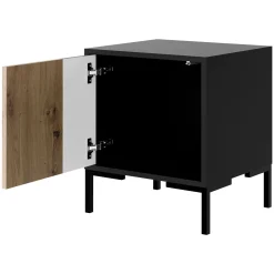 Garnero Arredamenti Set 2 comodini 44x49h cm 1 anta rovere nero Duble Outlet