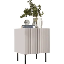 Garnero Arredamenti Set 2 comodini 45x54h cm 1 anta con frontali cannettati beige Ziggy Hot