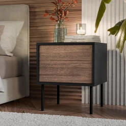 Garnero Arredamenti Set 2 comodini 45x51h cm 1 anta noce nero Wild Noce - Nero opaco Discount