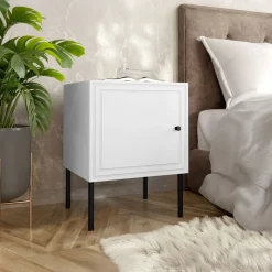 Garnero Arredamenti Set 2 comodini 45x59h cm 1 anta Stark Bianco Opaco