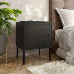 Garnero Arredamenti Set 2 comodini 45x59h cm 1 anta Stark Nero Opaco Clearance