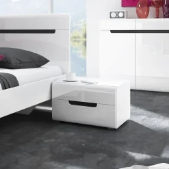 Garnero Arredamenti Set 2 comodini 52x35h cm 2 cassetti   per camera Dubai Gihome® Bianco Lucido Online