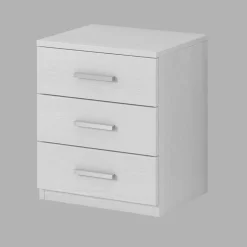 Garnero Arredamenti Set 2 comodini 46x56h cm 3 cassetti pino bianco Cortina Gihome® Bianco Frassinato Clearance