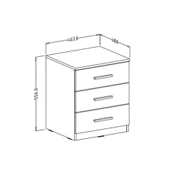 Garnero Arredamenti Set 2 comodini 46x56h cm 3 cassetti pino bianco Cortina Gihome® Bianco Frassinato Clearance