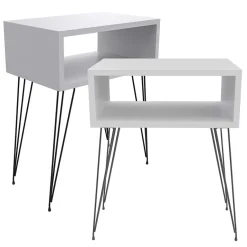 Garnero Arredamenti Set 2 comodini  45x59h cm moderni design industrial bianco Jamar Bianco Opaco Clearance