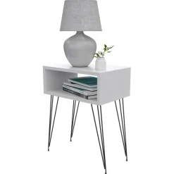 Garnero Arredamenti Set 2 comodini  45x59h cm moderni design industrial bianco Jamar Bianco Opaco Clearance