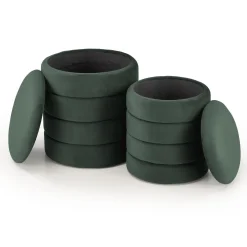 Garnero Arredamenti Set 2 pouf contenitori in velluto scuro Xavier Verde