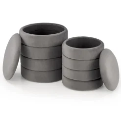 Garnero Arredamenti Set 2 pouf contenitori in velluto Xavier Grigio Clearance