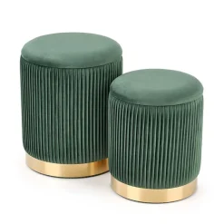 Garnero Arredamenti Set 2 pouf design da salotto contenitore in velluto verde Cubal Verde - Oro Sale