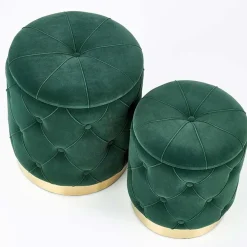 Garnero Arredamenti Set 2 pouf moderno contenitore in velluto Emil Verde Best