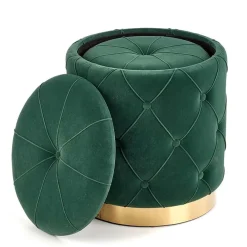 Garnero Arredamenti Set 2 pouf moderno contenitore in velluto Emil Verde Best