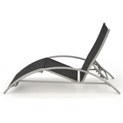 Garnero Arredamenti Set 2 sdraio da giardino con tavolino relax nero grigio Marea