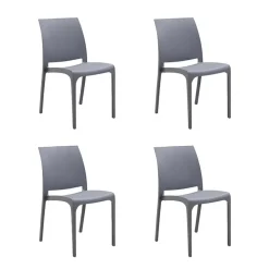Garnero Arredamenti Set 4 sedie in polipropilene impilabili grigia Tape Gihome® Grigio Best