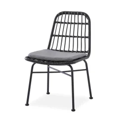 Garnero Arredamenti Set 4 sedie moderne da soggiorno in rattan nero Alicia Sale