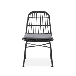 Garnero Arredamenti Set 4 sedie moderne da soggiorno in rattan nero Alicia Sale