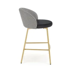 Garnero Arredamenti Set 2 sgabelli alti moderni in velluto nero bianco oro Tauret Hot