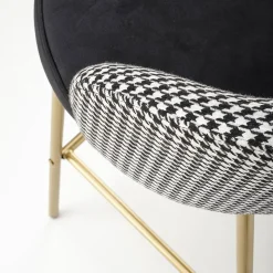 Garnero Arredamenti Set 2 sgabelli alti moderni in velluto nero bianco oro Tauret Hot