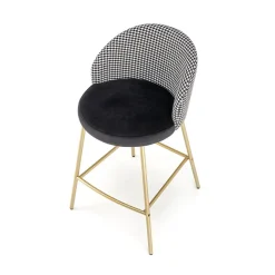 Garnero Arredamenti Set 2 sgabelli alti moderni in velluto nero bianco oro Tauret Hot