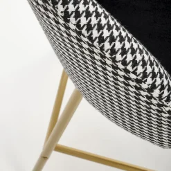 Garnero Arredamenti Set 2 sgabelli alti moderni in velluto nero bianco oro Tauret Hot