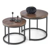 Garnero Arredamenti Set 2 tavolini da salotto rotondi noce nero Pueblo Best
