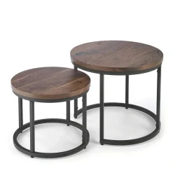 Garnero Arredamenti Set 2 tavolini da salotto rotondi noce nero Pueblo Best